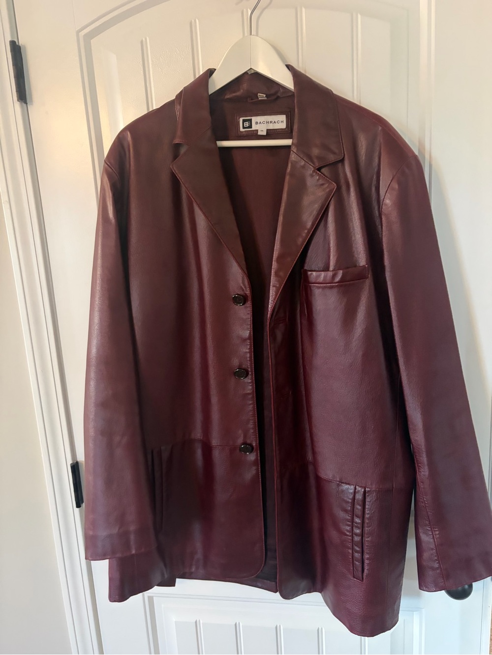 Bachrach Burgundy Leather Blazer Jacket